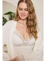 Kadın Sabahlık, Atlet ve Pantolon Takım Anıl 11631 Ekru farklı açı